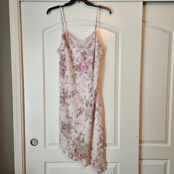Vintage Studio Y Dress Y2K Soft Pink Floral Asymmetrical Rose Juniors Size 15/16 - Picture 1 of 7